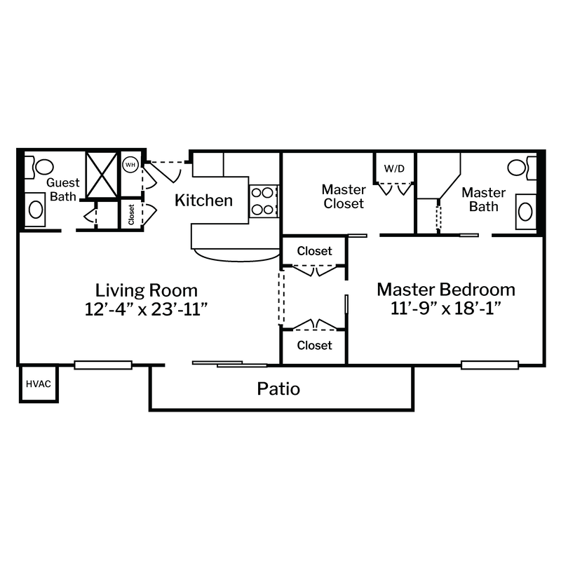 ML Floor Plans Centered White Background - 1 Bedroom Extra Large