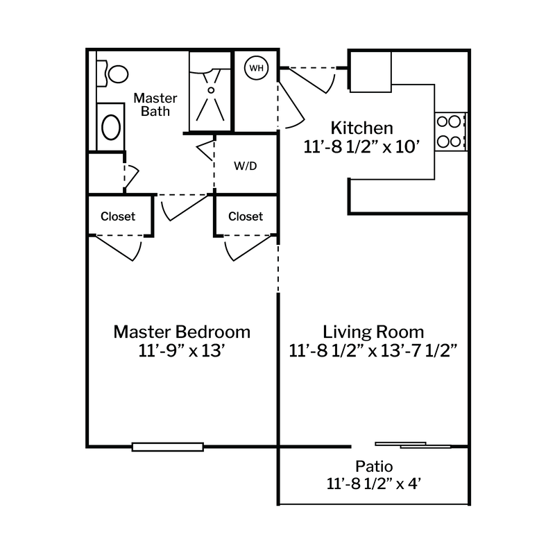 ML Floor Plans Centered White Background - 1 Bedroom