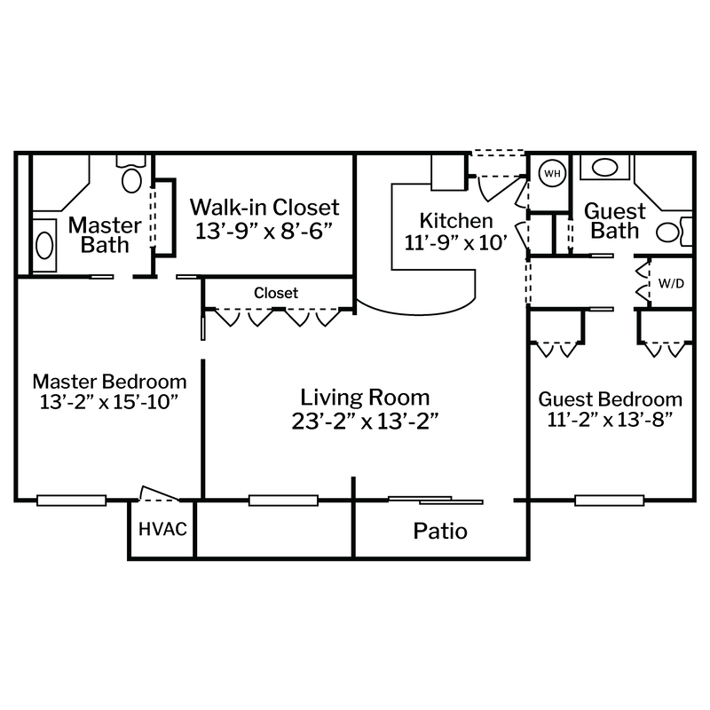 ML Floor Plans Centered White Background - 2 Bedroom Extra Large