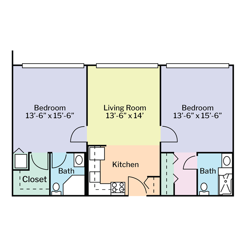 PP Floorplan Updates - Colored - 2 BR A