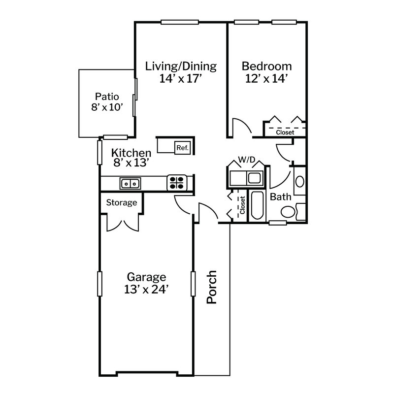 UM Floor Plans Centered White Background - Oak Cottage